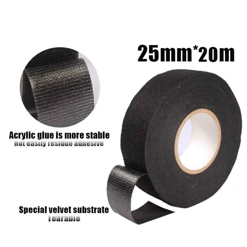 25MM*20M Auto Car Flannel Flannelette Adhesive Tape Wiring Harness Anti Rattle Self Adhesive Felt Tape Auto Repair Tools