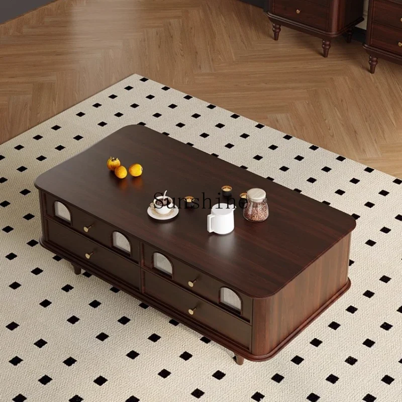 American solid wood coffee table living room household small apartment removable small table