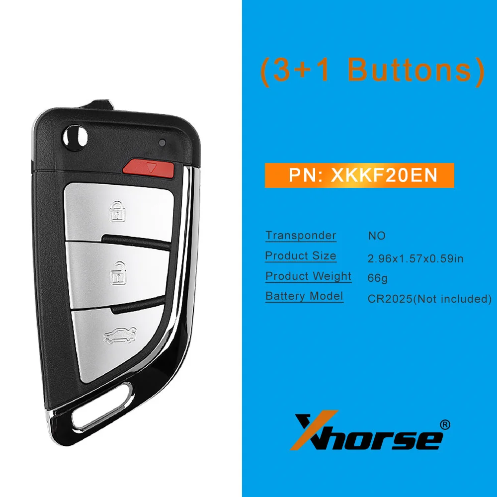 Xhorse-Wire مفتاح عن بعد ، نمط السكين ، أزرار 3 plus 1 ، XKKF20EN ، 5 + لكل لوت