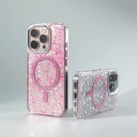 Trendy Glitter Foils Shockproof MagSafe Phone Case for iPhone 16 pro max 14 15 Pro 13 12 Magnetic Wireless Charging Hard Cover