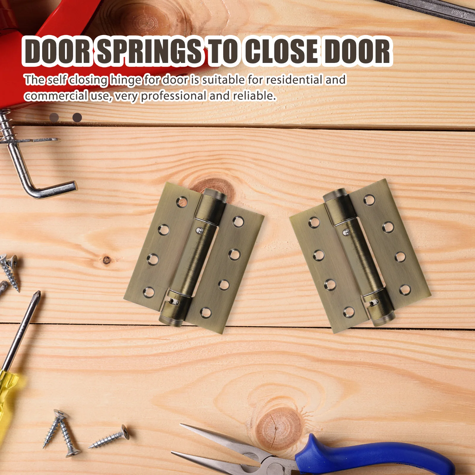 

2pcs Self Closing Door Hinges Heavy Duty Spring Loaded for Wooden Screen Doors Automatic Closer Commercial Use Door Hardware