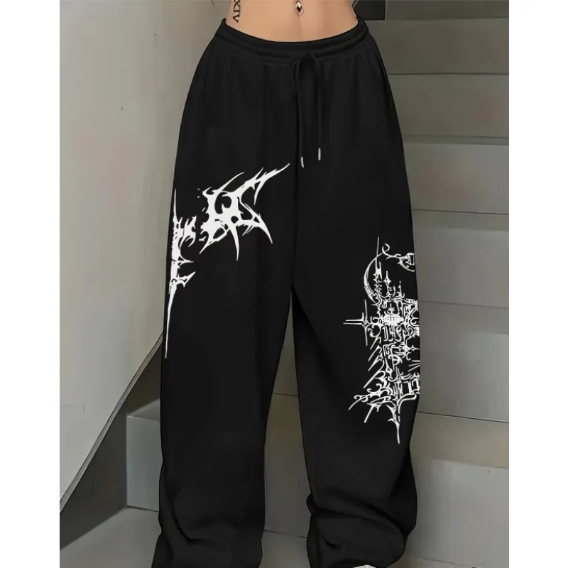 

Женские повседневные спортивные штаны с графическим принтом — эластичная лента на талии для зимнего тепло, абстрактный дизайн, мягкая ткань