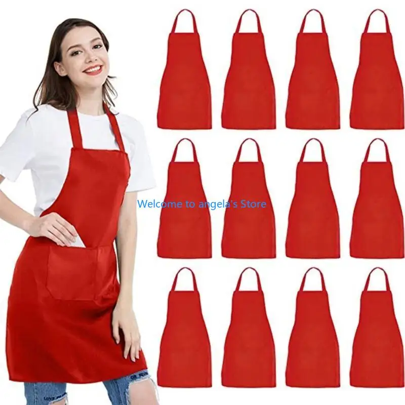 X4YC nisex Catering Apron Kitchen Cooking Apron with 2 Pocket for Women Men Kitchen Gardening Restaurant Barbecue Cafe
