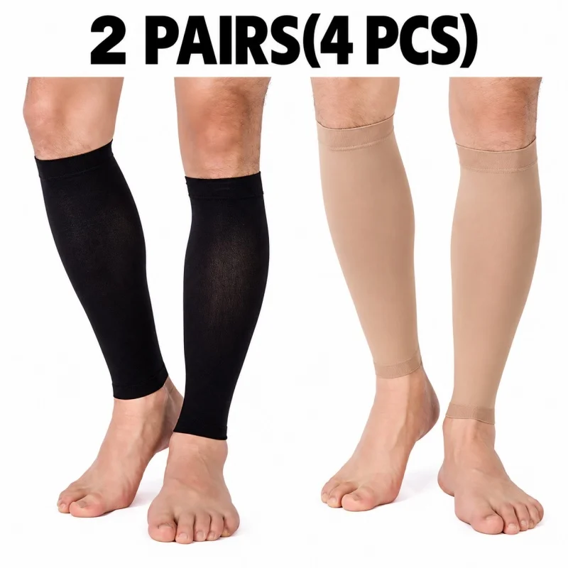 2 Pairs Calf Compression Socks 20-30mmHg Footless Socks Calf Support Sleeves for Varicose Veins,Swelling,Shin Splint