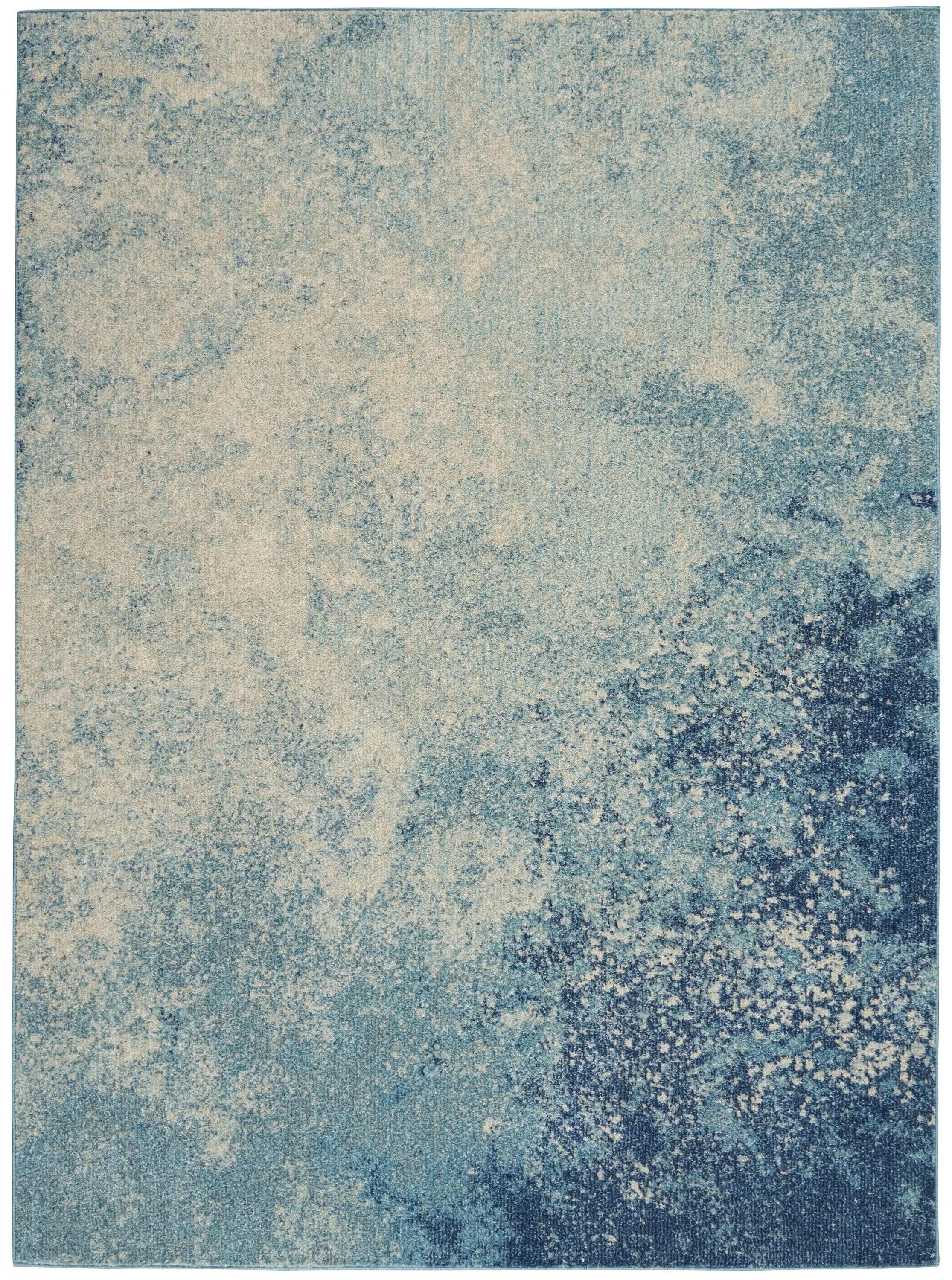 Passion Abstract Navy Light Blue 3'9 x 5'9 Area Rug, (4x6)