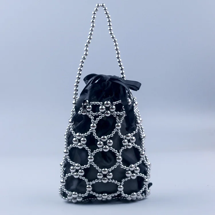 

Fashion Hollow Beading Women Handbags Designer Beaded Shoulder Bags Handmade Woven Summer Beach Bag Small Tote Female Purse 2025