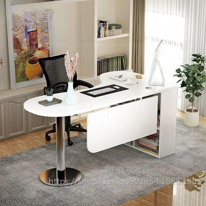 Single desk simple modern curved corner desk bookcase study table computer desk live streaming host home study guest