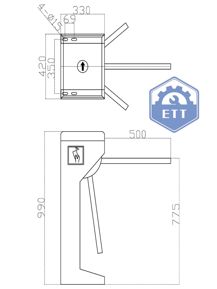 Semi Automatic  Coin and counter Tripod Turnstile Three Arm Gate Three Arm Gate Tripod Turnstile