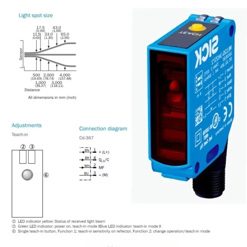 WL12GC-3P2472A00 SICK Background Suppression Sensor Diffuse Reflection Photoelectric Sensor