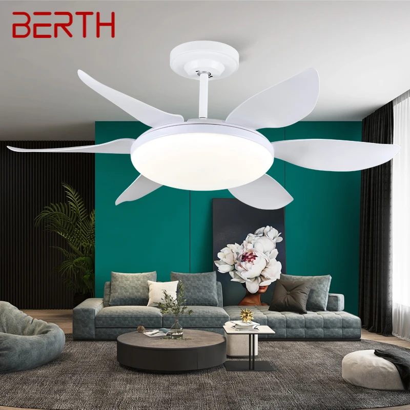 BERTH Fan Light Nordic LED Ceiling Fan Light Modern Minimalist Restaurant, Living Room, Bedroom Commercial Electric Fan