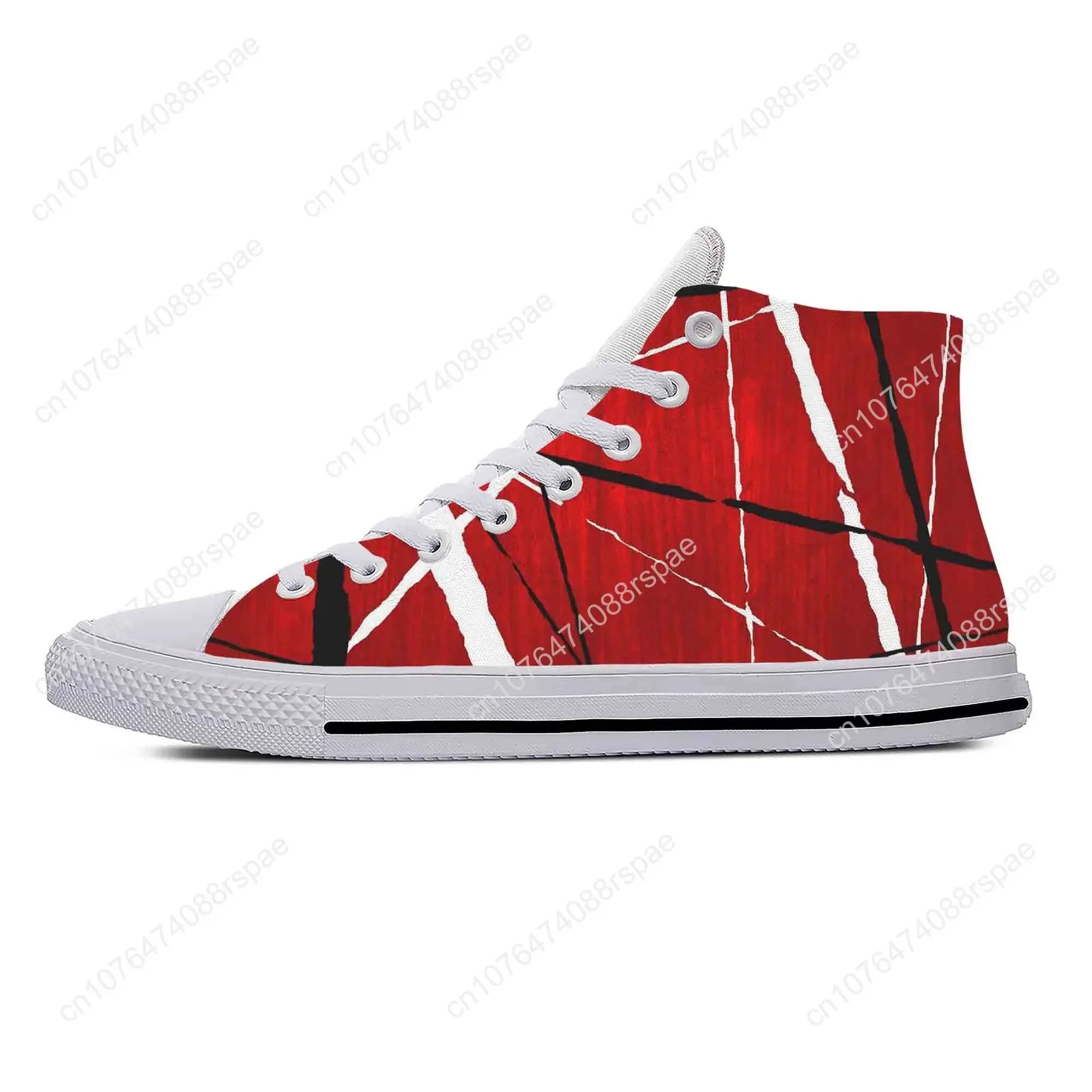 Hot EVH 5150 sepatu kain model bergaris, sepatu sneaker pria wanita kasual atasan tinggi ringan bersirkulasi, pita musik Rock gitar motif 3D