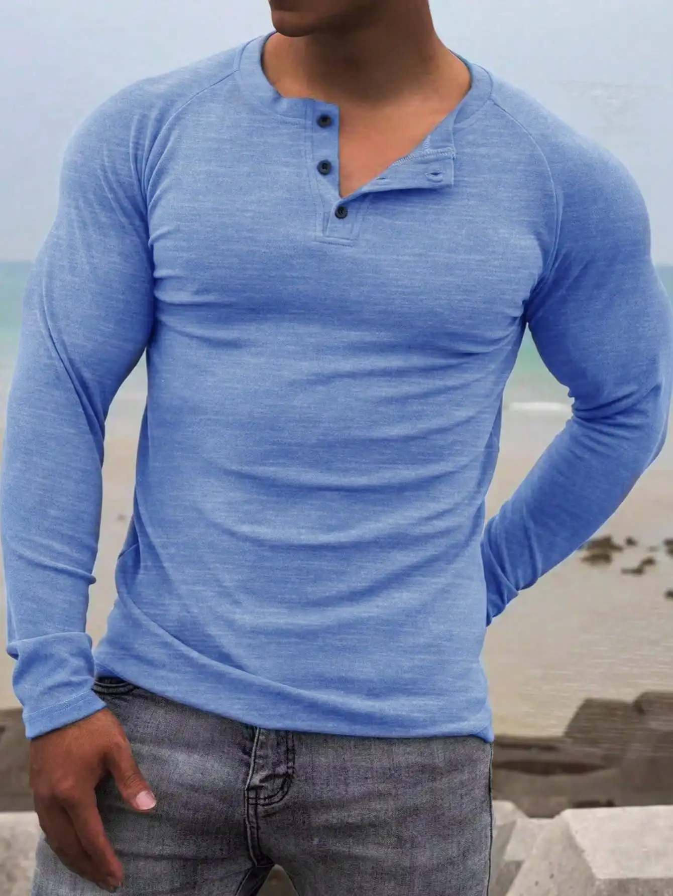 

Men's Long Sleeve Henley T-Shirt, Soft Comfort Fit for Casual Daily Wear, All Season Style