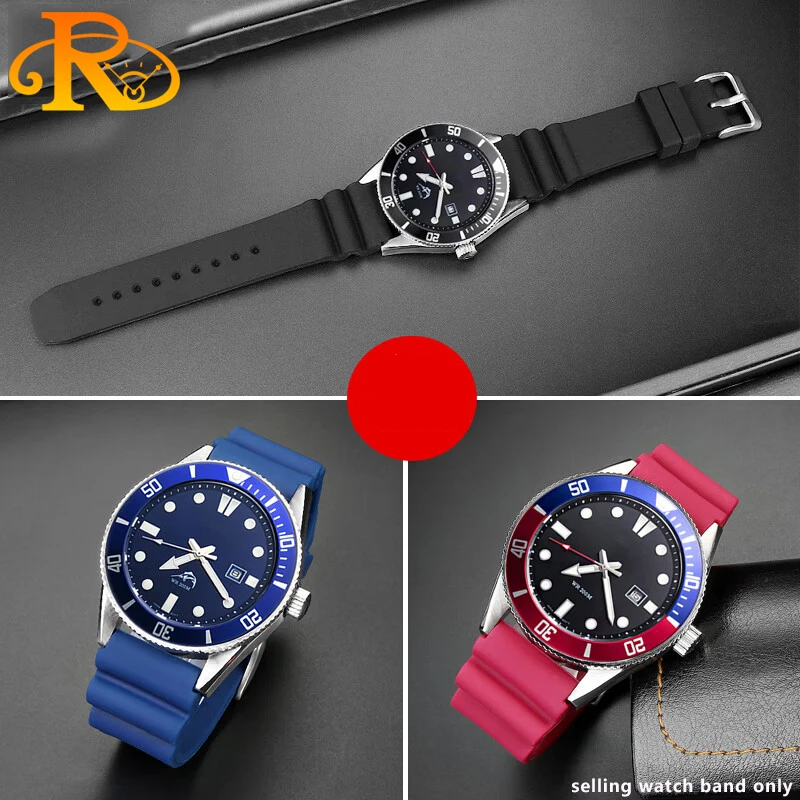 Silicone strap For CASIO swordfish diving watch MDV-106 MDV-107 MTP-VD01D efr-303l watchband Orange green men\'s wrist band 22mm
