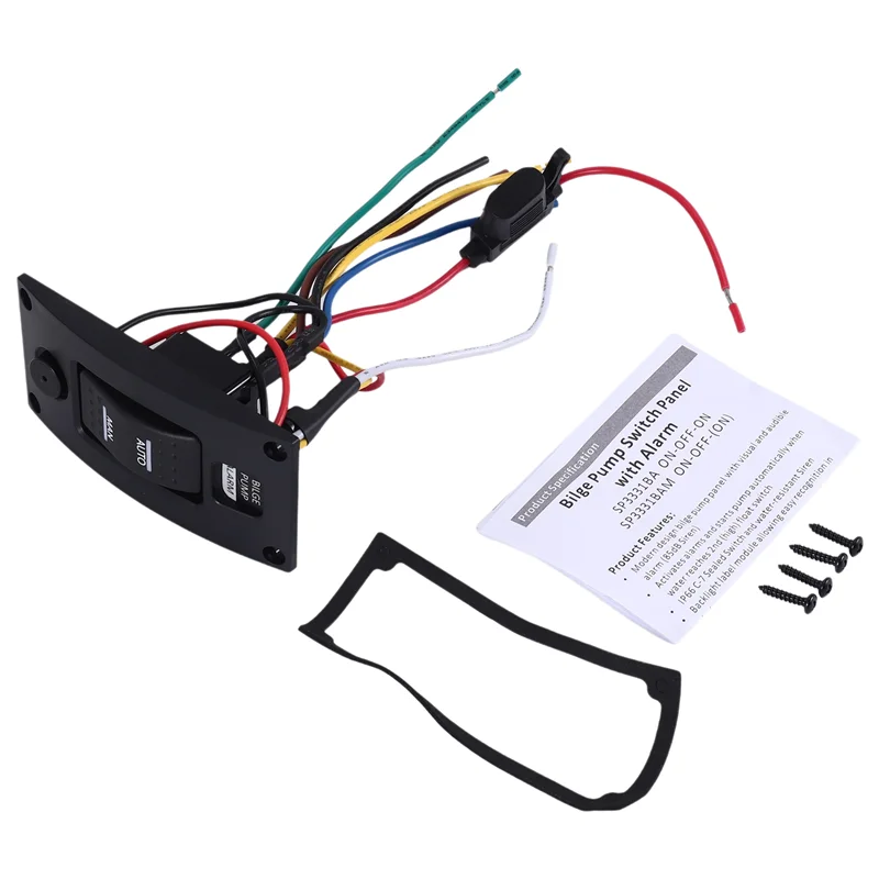 12-24V Bilge Pump Switch Waterproof Alarm Ship Deck Cleaning Control Panel For Boat Bilge Pumps On/Off/On Switch Panel