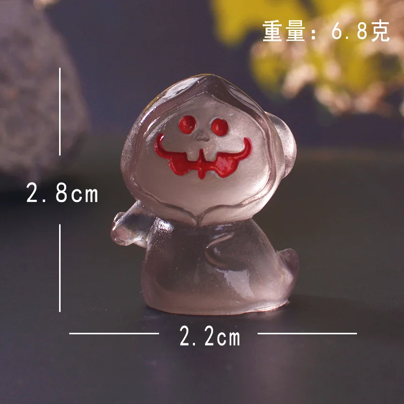 Mini Luminous Figures Outdoor Glowing in Dark Mini Witch Ghost Pumpkin Black Cat Skull Ornaments Micro Landscape Miniatures