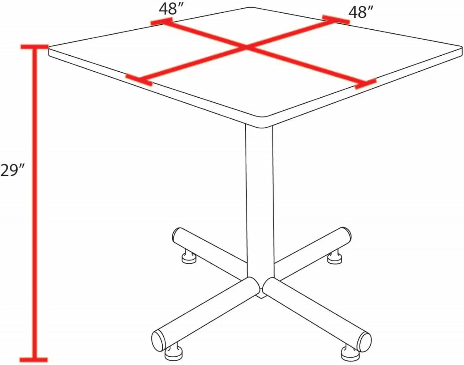Kobe 48-Inch Square Breakroom Table, Grey, And 4 M Stack Chairs, Burgundy
