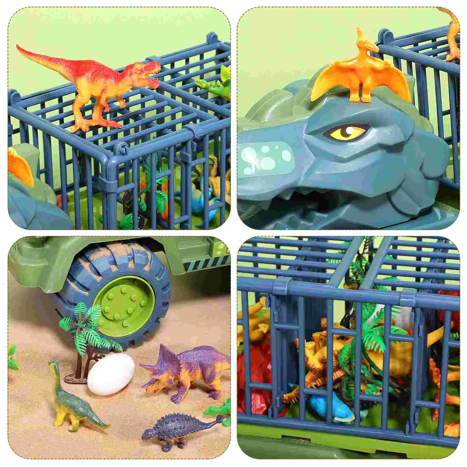 1 Set Dinosaur Carrier Toy Realistic Dinosaur Models Eggs Trees Figurines Dinosaur Playset Stocking Stuffer