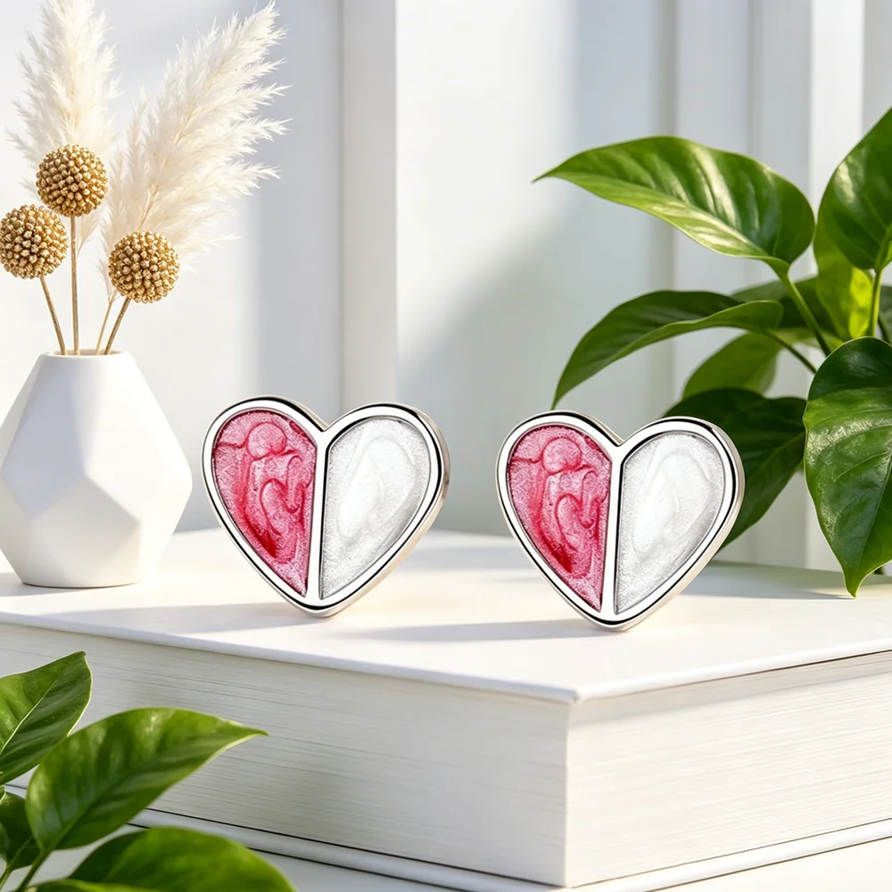 Big Promotion New Style Heart Stud Earrings For Women Genuine 925 Sterling Silver Charm Earrings Wholesale Fashion Jewelry