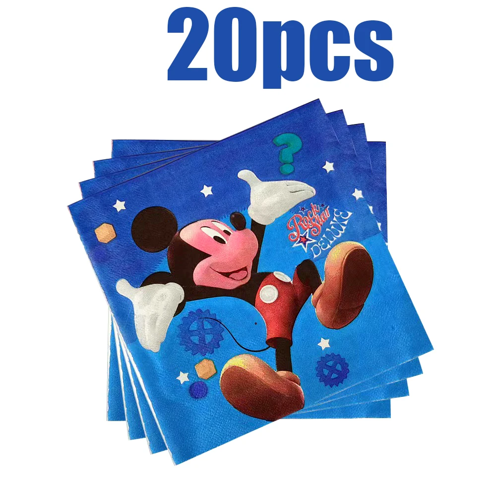 Mickey Theme 20pcs/lot Baby Shower Kids Birthday Party Supplies Disposable Tableware Print Dinner Napkins Decoration Tissue