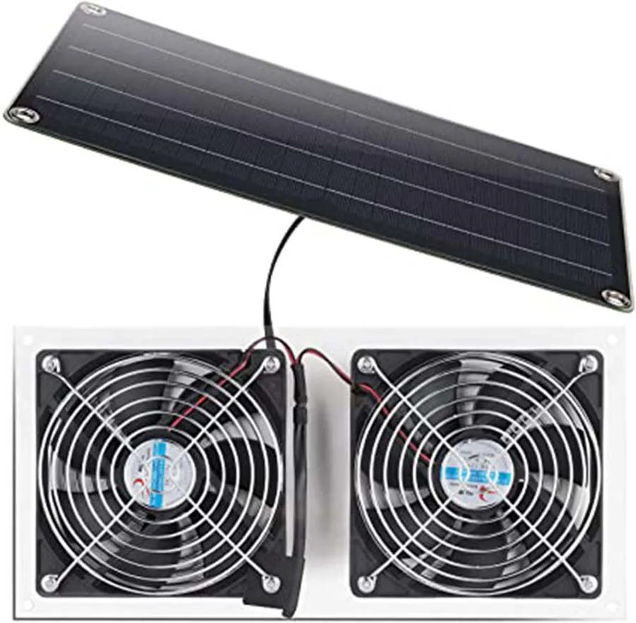 Solar Panel Fan Kit 10W Weatherproof Dual Fan 3.5 m Cable For Outdoor Small Chicken Coop Greenhouse Shed  Pet House Exhaust