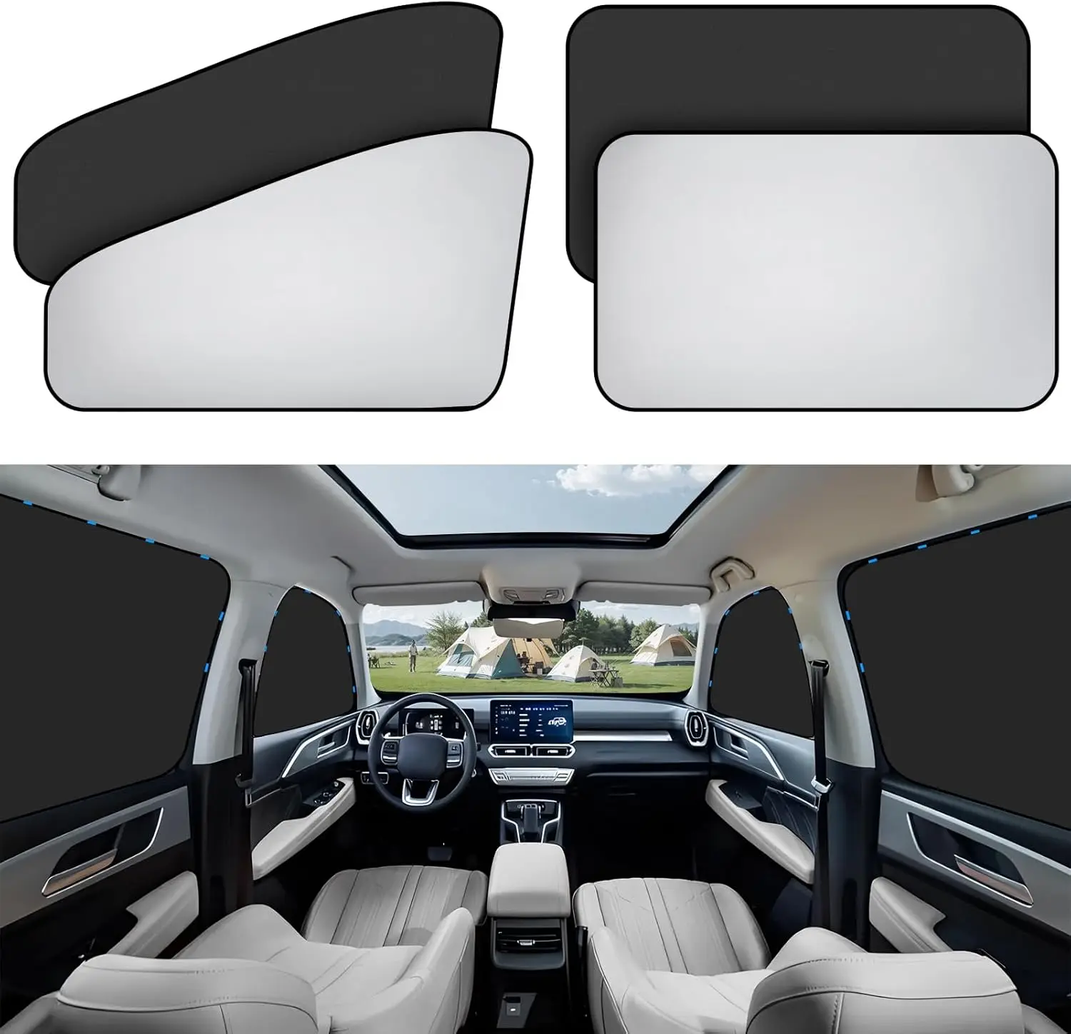 

Car Window Sun Shade - Blackout Shade for Side Windows, Protects Privacy, Reflects Sunlight, Reversible, Universal Fit, Silver