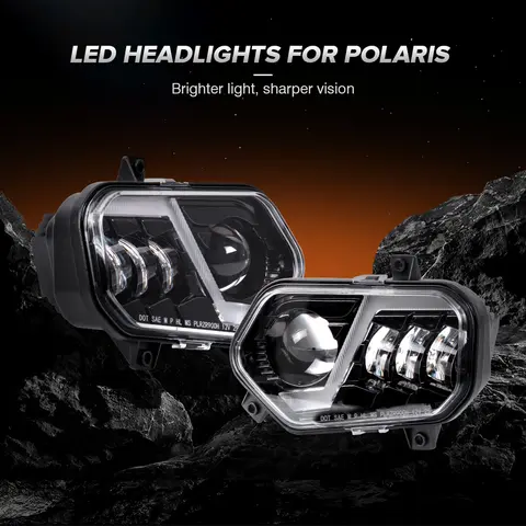 DOT LED Headlight Headlamp For Polaris RZR XP 4 900 S 800 2011 2012 2013 2014 MRZR UTV w/ Running Light DRL 2411854 2411855