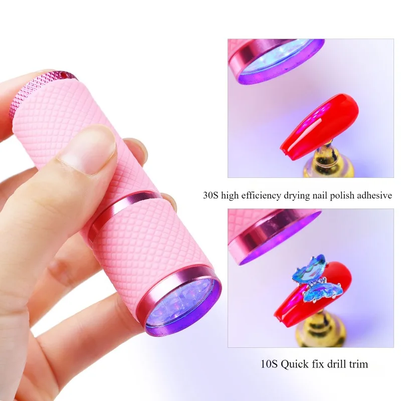 Mini lampe de poche portable à 9LED, sèche-ongles, lampe à gel UV, vernis à ongles gel, séchage rapide à la main, lampe de photothérapie, outil d'art des ongles