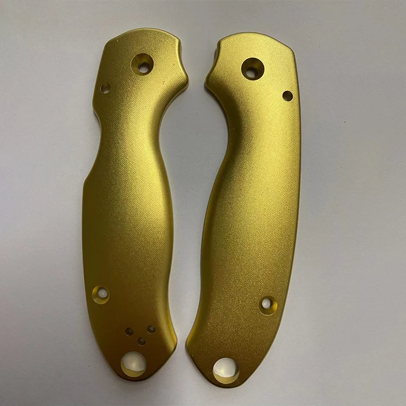 

CNC Aluminium Golden Curved Surface Knife Handle Scales For Spyderco Paramilitary3 Para3 C223 Knives Grip DIY Make Accessories