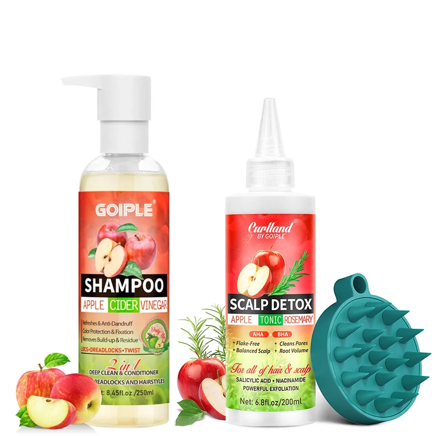 

Шампунь с уксусом Apple Cider, глубоко очищающий детокс-тонер для кожи головы, для увеличения объема волос, освежения кожи головы и пушистых волос и кисточек