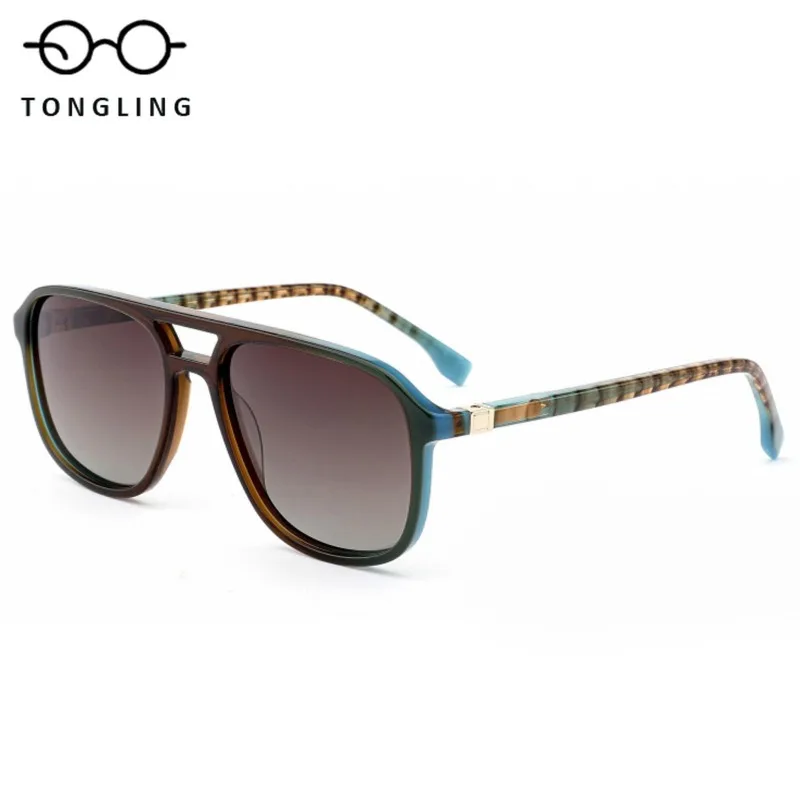 

Модные мужские солнцезащитные очки ручной работы с крупной оправой, новые высококачественные ацетатные двухлучевые уличные солнцезащитные очки ручной работы