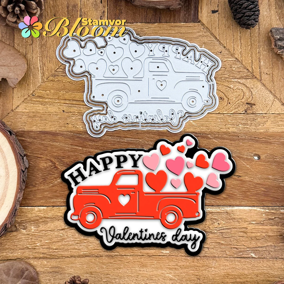 Original schöne Schichten Valentinstag LKW Wörter Titel HAPPY VALENTINES DA Metall-Stanzformen Scrapbooking dekorative Prägung