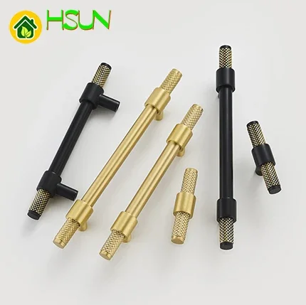 

Т-образная ручка из чистой меди, ручка с накаткой в стиле черного золота, латунная ручка для двери шкафа, ящика, современная ручка в итальянском стиле