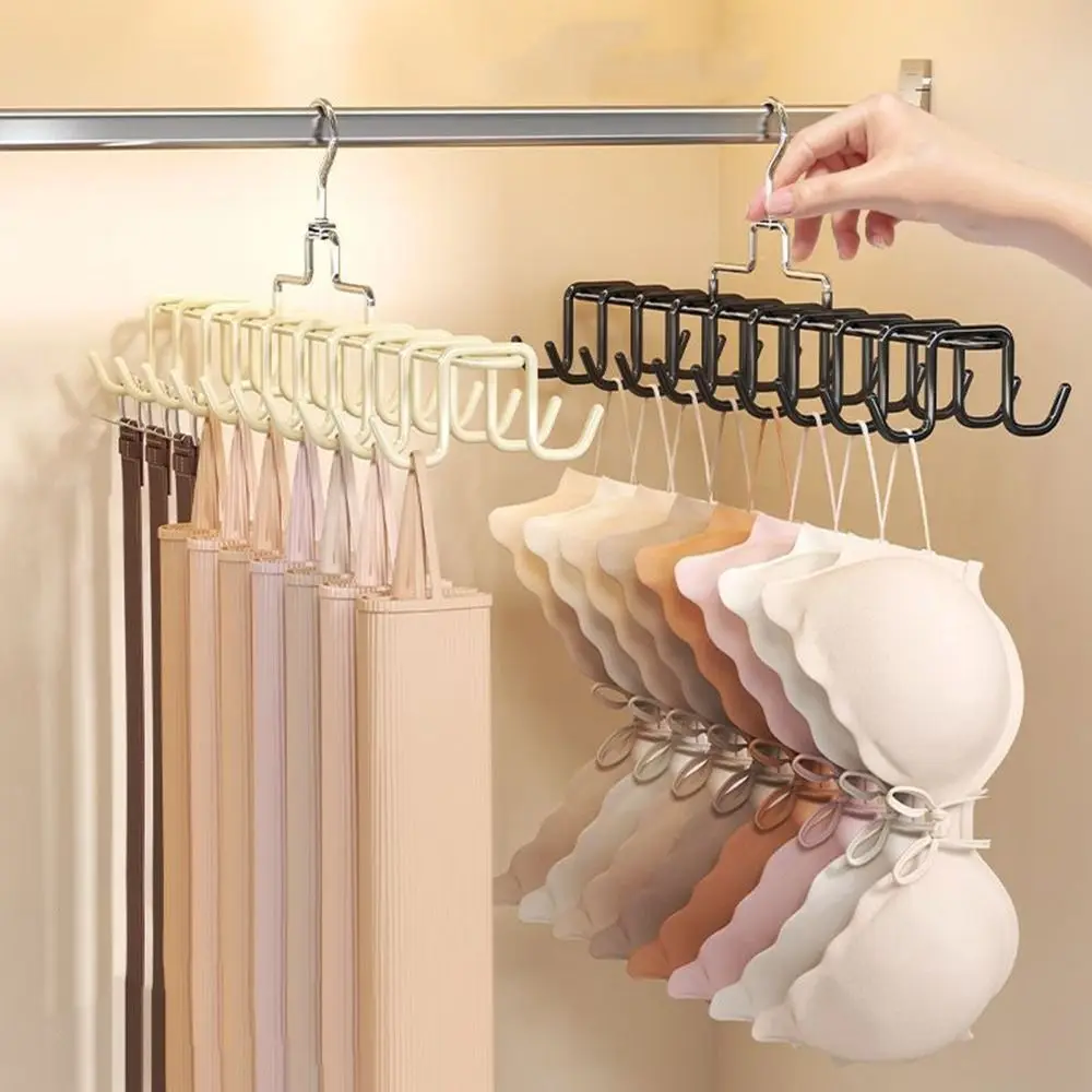 

3Pcs Stainless Steel Suspender Hanger 360 Degrees Rotating Anti-slip Women Storage Bra Hanger Space Saving with 20 Hooks