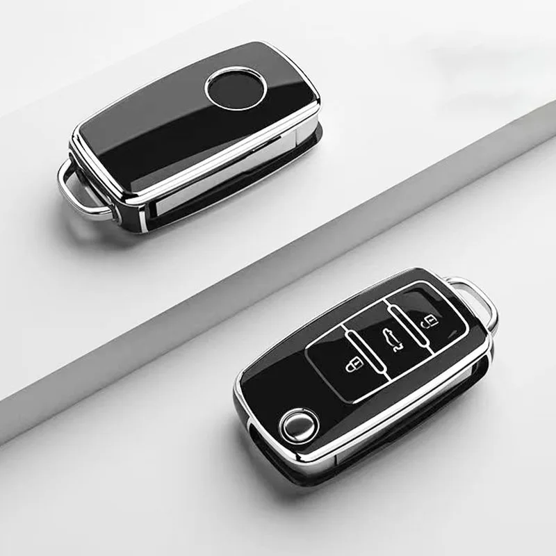 Funda de TPU para llave de coche, protección para Volkswagen VW Polo Golf Passat Tiguan Beetle Caddy T5 Up Eos Skoda Octavia Seat Leon Altea