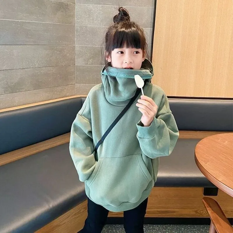 2026 Winter Fleece Hoodie Boys Girls Zip Up Sweatshirt Kids Warm Pullover Coat Children Clothing