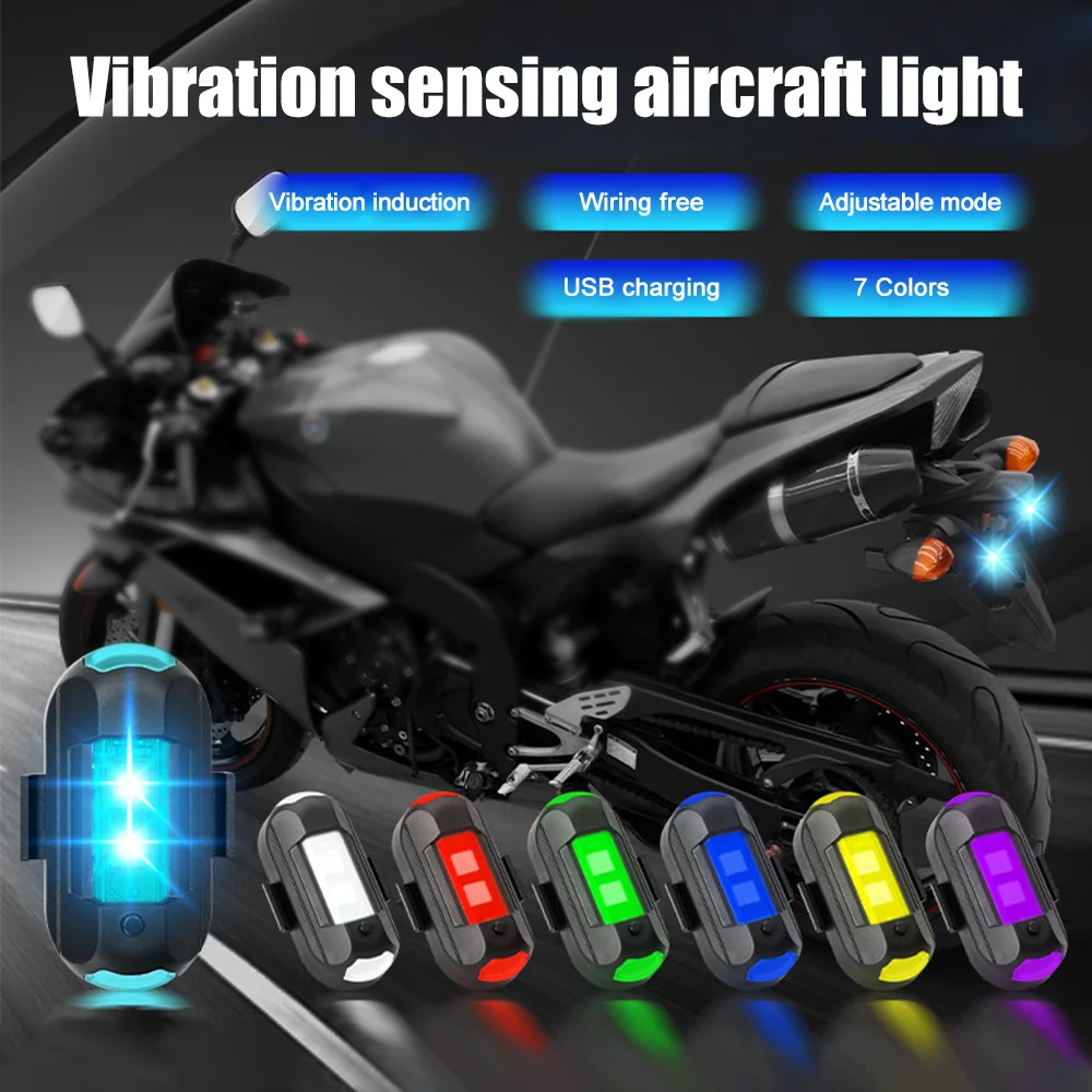 Mini Drone Strobe Light 7 Colors Flash Warning Light USB Model Aircraft UAV Flight Anti-Collision Signal Light Vibration Sensing