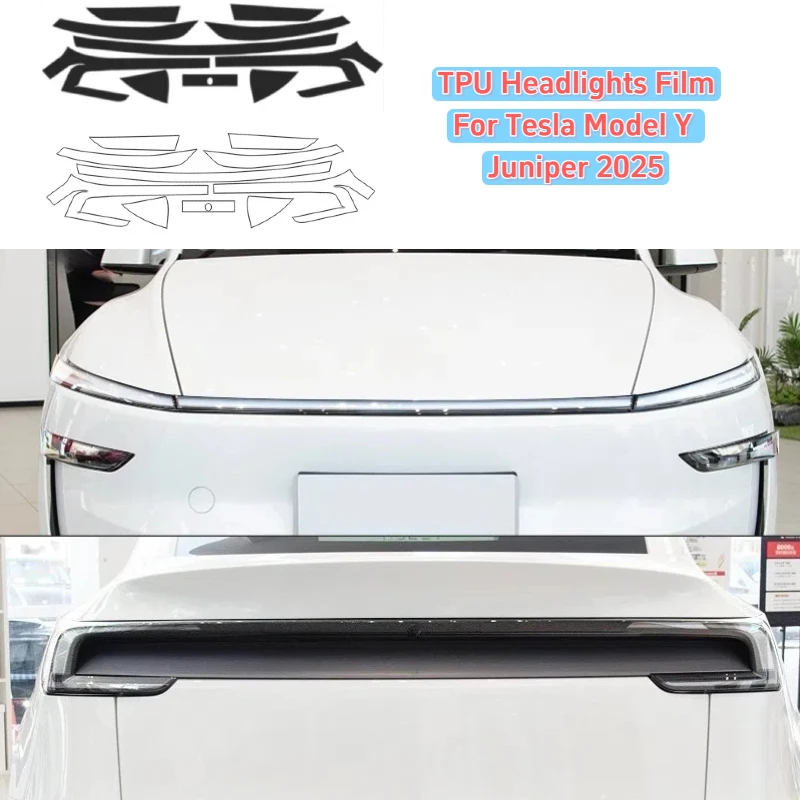

Blackened TPU Headlights Film for Tesla Model Y Juniper 2025 Transparent Taillight Protective Film Waterproof Car Accessories