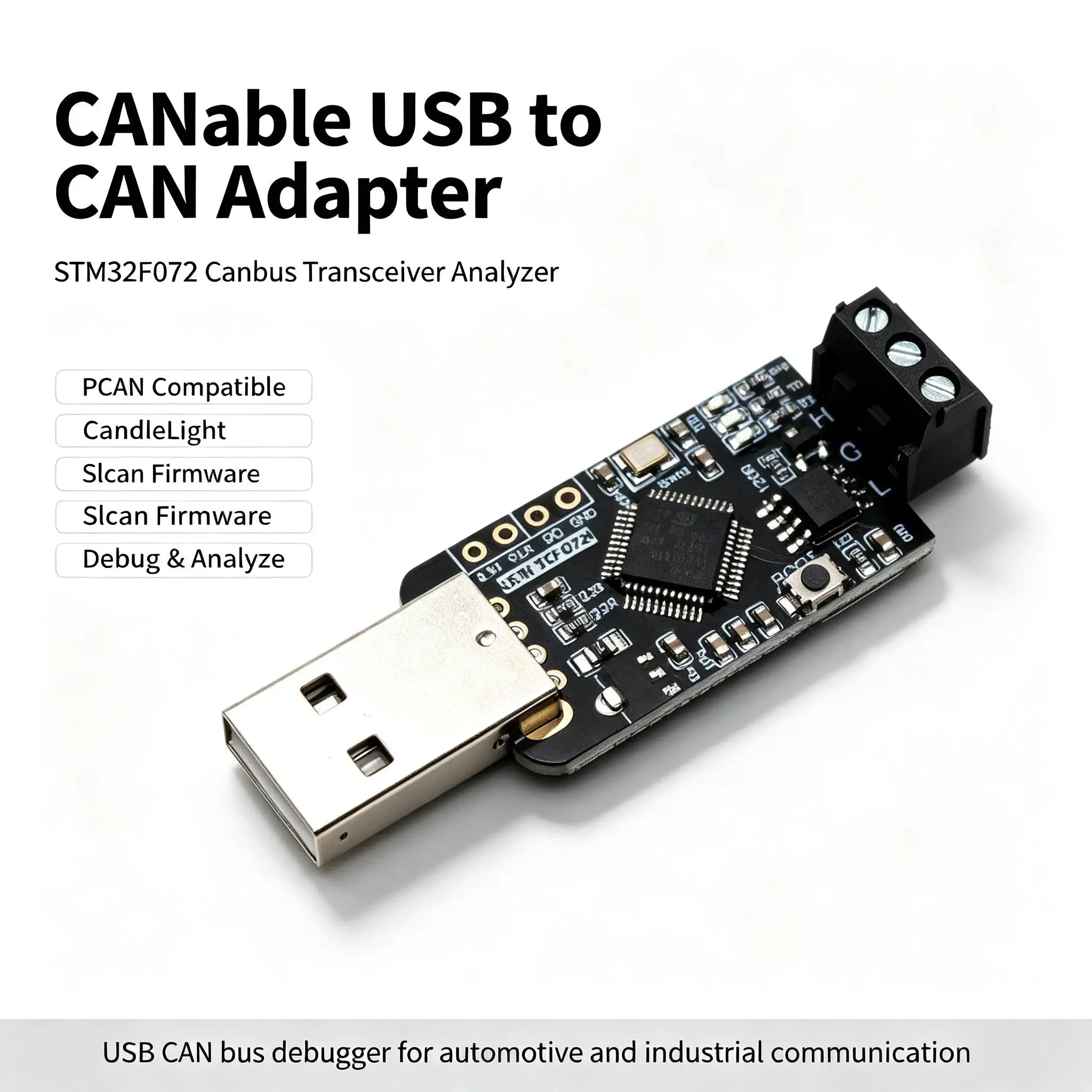 DYKB STM32F072 CAN-able USB To CAN Adapter Tool Canbus Transceiver Debugger Analyzer Compatible PCAN Candle-Light Slcan Firmware