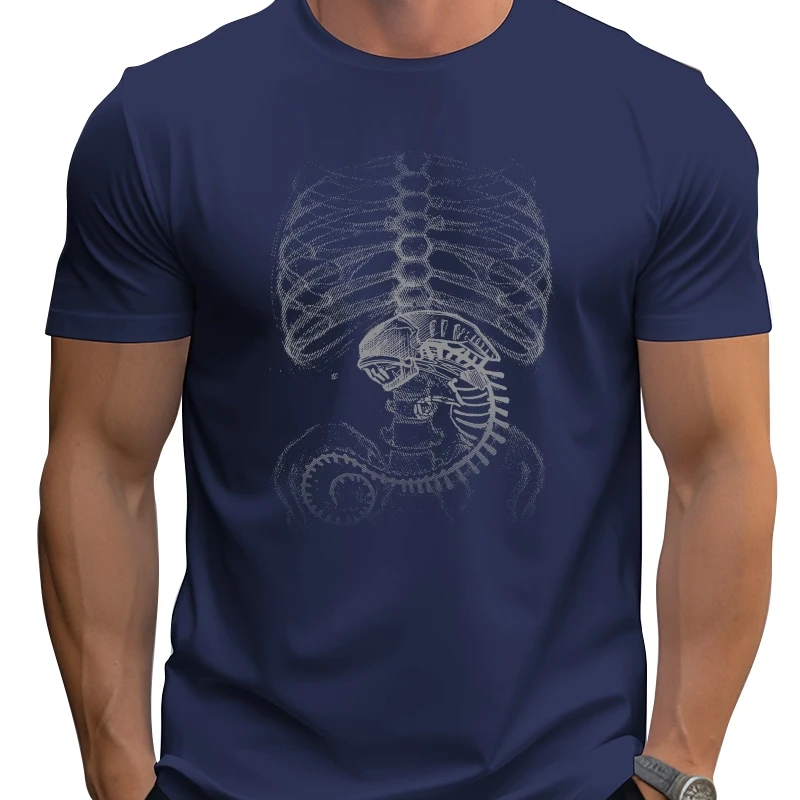 

Men Vs Predator---- Bone Covenant Bone----Human Body Embryo X-Ray T-Shirts Short Sleeves Tops Cotton Fabric Tees