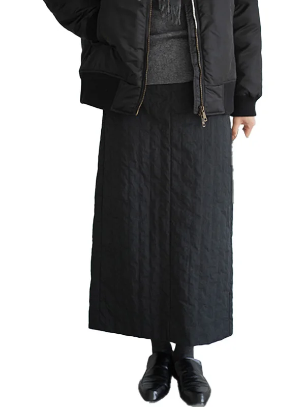 Inverno 2025 Gonna monopezzo trapuntata in cotone trapuntato a gamba dritta Gonna dimagrante a righe verticali a vita alta casual con spacco alto