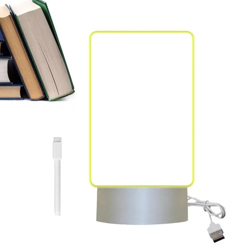 Acrylic Dry Erase Board Night Light Desktop Note Board With Pen LED Letter Message Board Night Light Rewritable Acrylic Memo