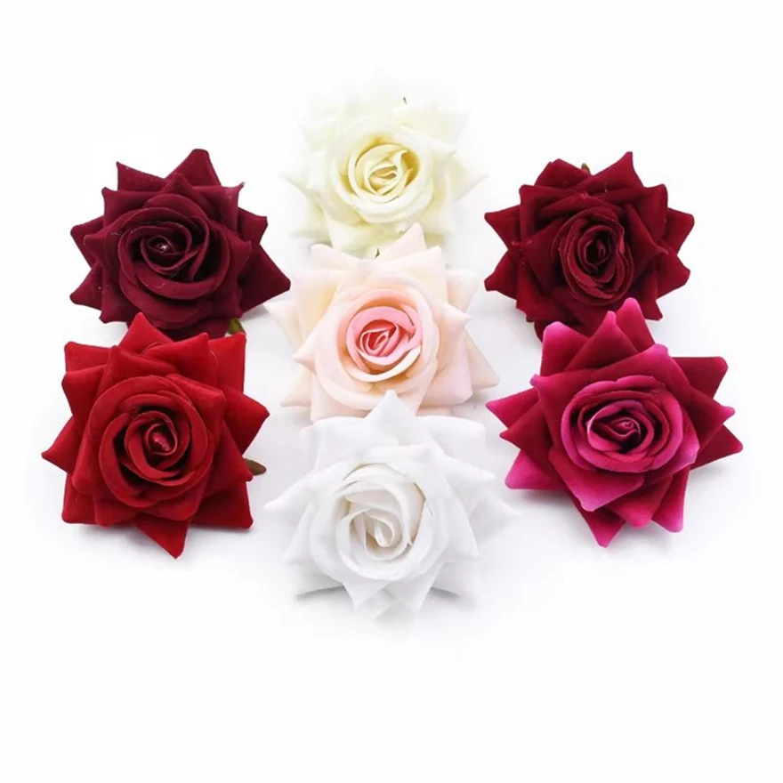 

100Pcs Artificial Flower silk Roses Outdoor Garden Wedding bridal bouquet Home vase table Diy gift Candy Box festival Decoration