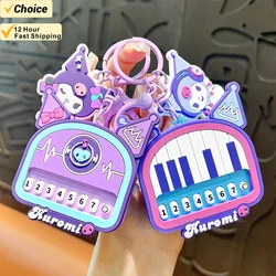 New Sanrio Kuromi Music Keychain Kawaii Anime Mini Piano Multifunctional Knapsack Pendant Student Schoolbag Decoration