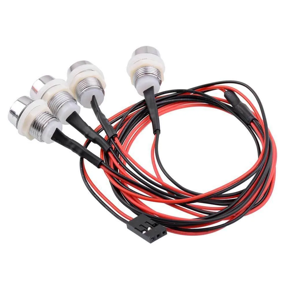 RC Front 8mm White Rear 8mm Red 4P Oil tram LED Headlight For Buggy Truck Car