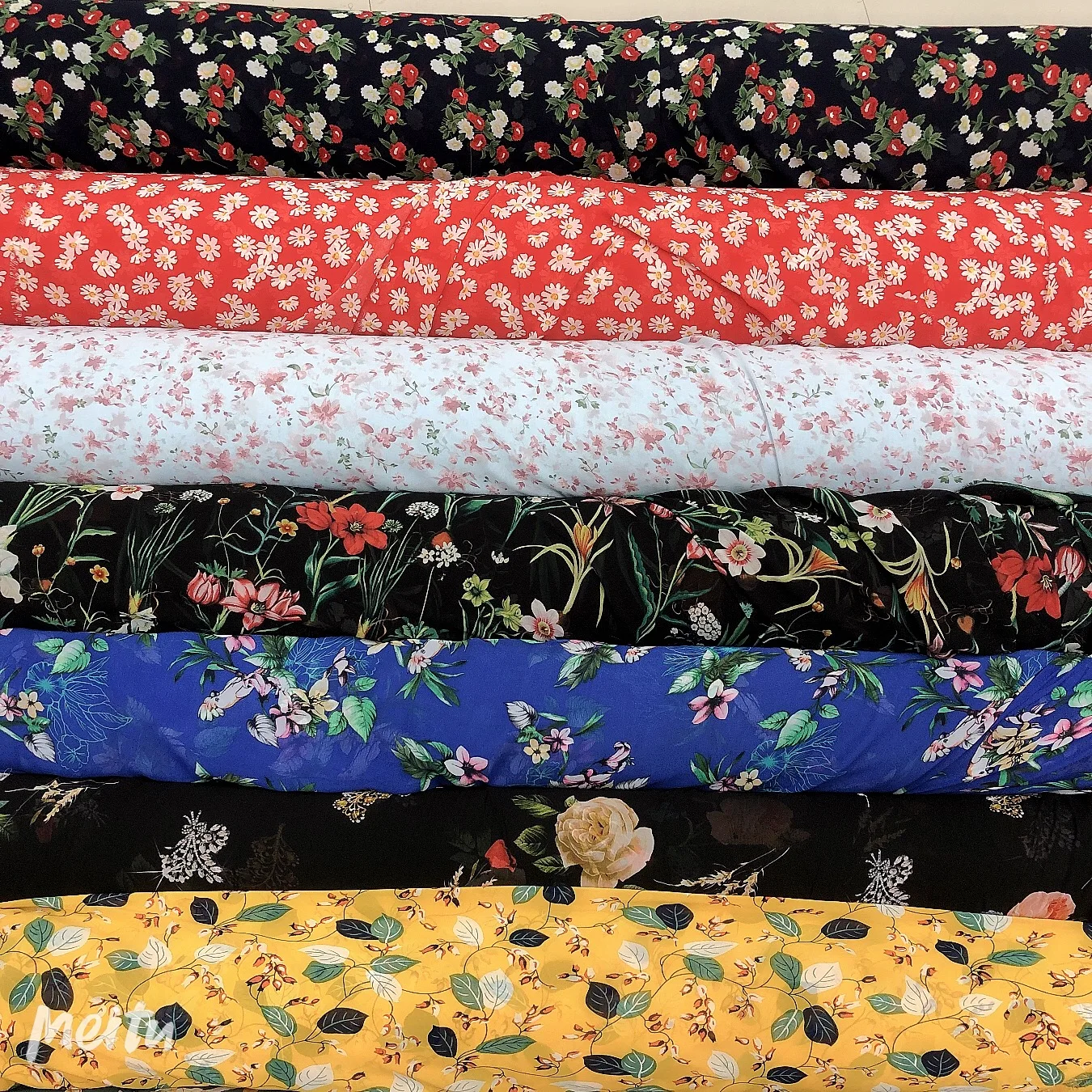 Floral Georgette Chiffon Fabric By The Meter for Clothing Dress Skirt Sewing Flower Printed Saggy Cloth Microtransparent Textile