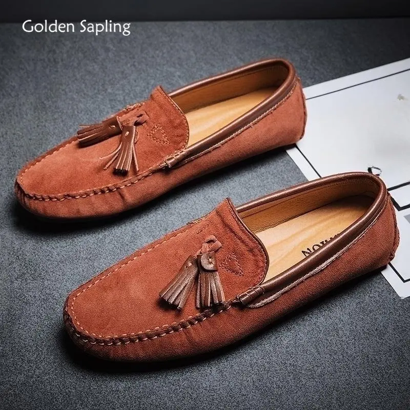 Golden Sapling Business Man Loafers Retro Leather Men\'s Casual Shoes Office Formal Flats Leisure Social Shoe Male Party Moccasin