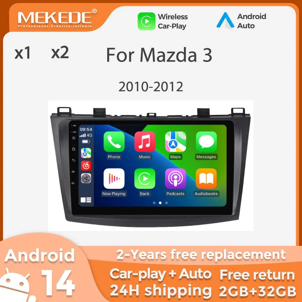 Android 14 9 inch Car Radio For Mazda 3 II For Mazda3 BL 2010-2012 Wireless Carplay Android Auto Multimedia Player Head Unit GPS