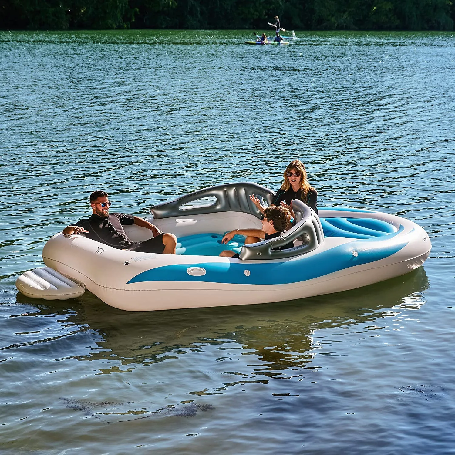 

6-Person PVC Inflatable Boat , Reinforced Dinghy for Commercial Island Hopping/Party/Rafting, Heavy-Duty Raft Thickened/Portable