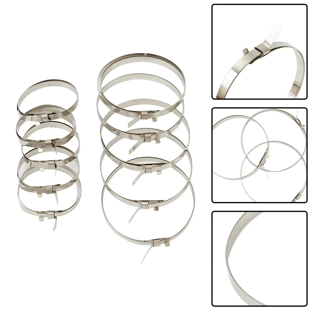 10Pcs/Set Stainless Steel Cable Ties Zip CV Boot Clips Exhaust Wrap Coated Locking Metal Multifunctional Locking Cable Ties