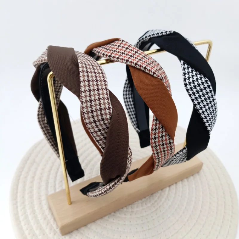 Vintage Braided Headbands for Women Twisted Hairband Contrast Color Simple Hair Band Solid Color Girls Headwear Hair Accessories